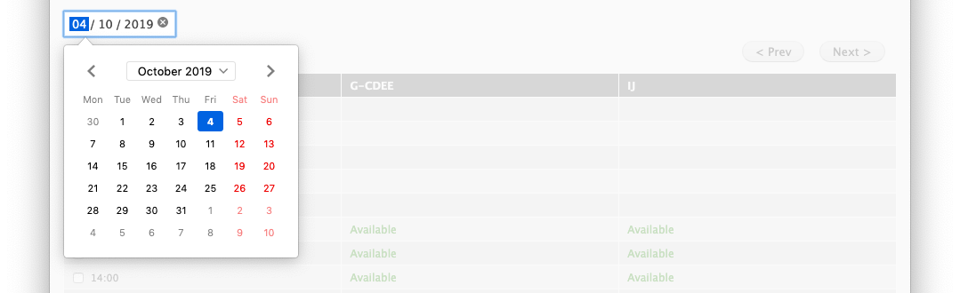 Booking slots form