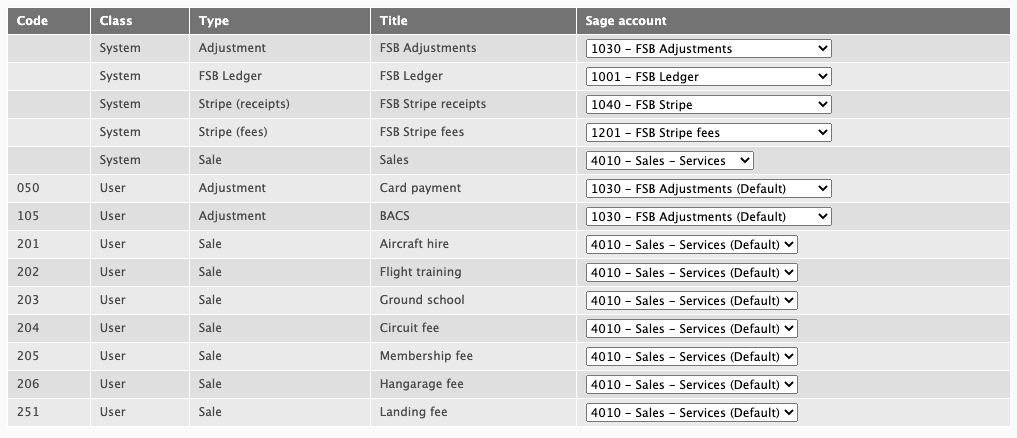 Mapping Flight School Booking accounts to Sage